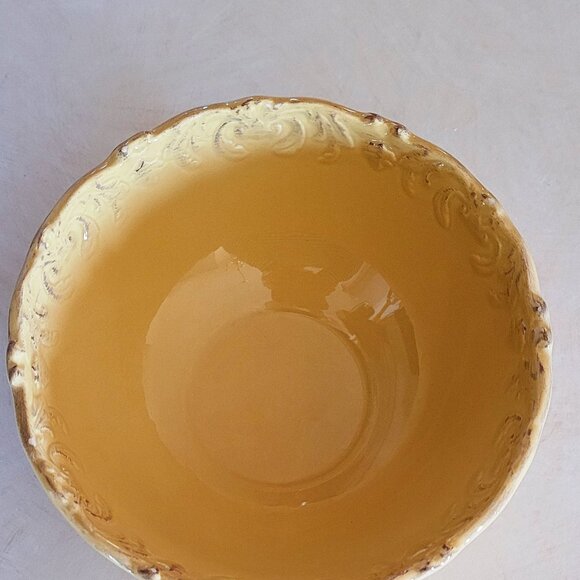 Set of 6 Soup Salad Gold/Yellow Bowls Relief Design Marked B (6) - Picture 3 of 3